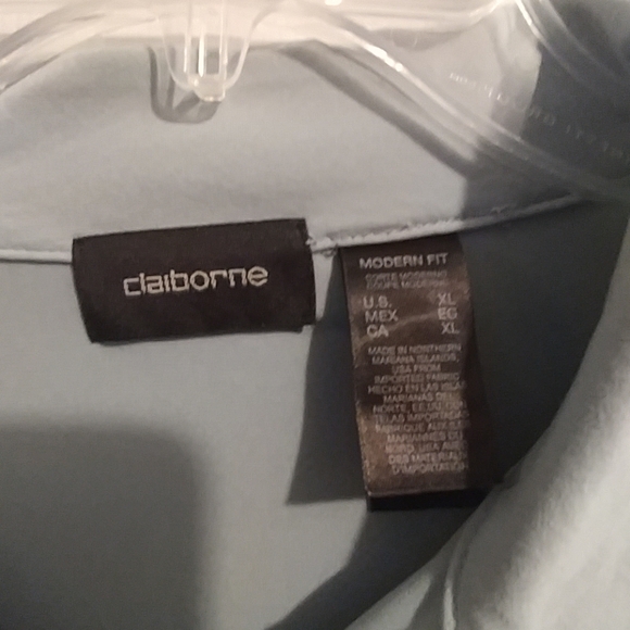 Men's Claiborne Modern Fit Sage Green Golf Shirt - Picture 2 of 3